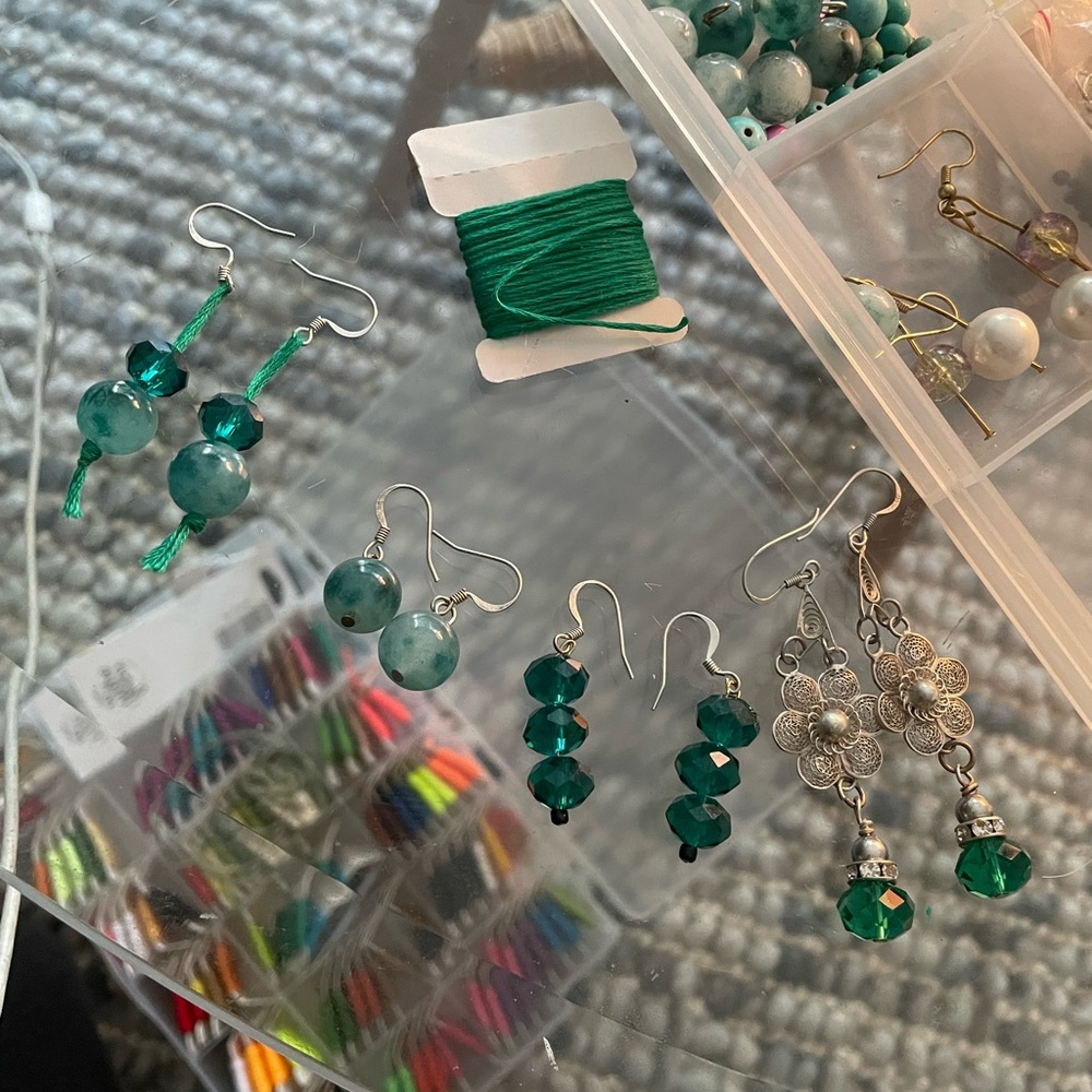 Self assemble Green Beaded Earrings Sets